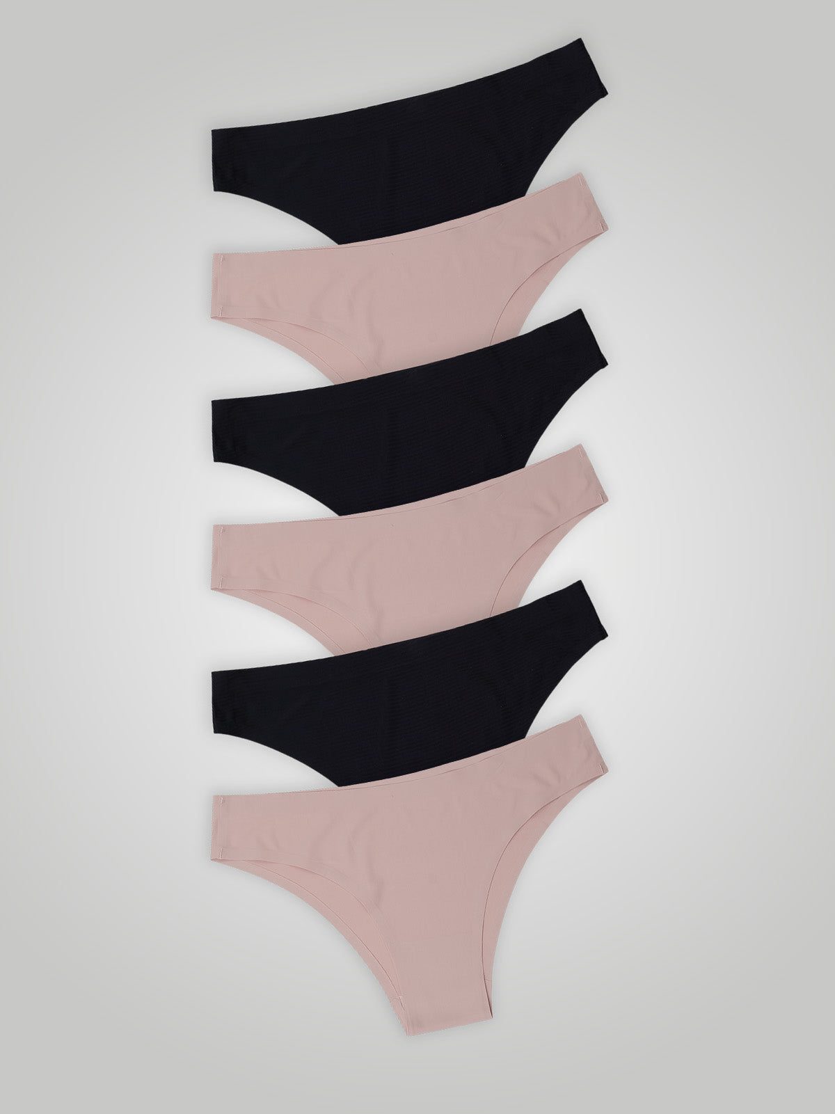 Kit com 6 Calcinhas Biquíni Sem Costura Segunda Pele (3 Preto e 3 Rose)