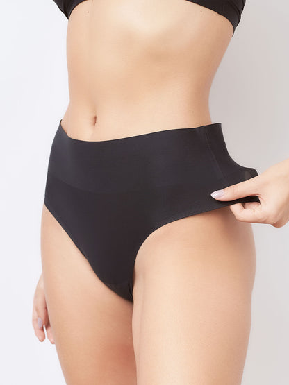 Kit com 3 Calcinhas Biquíni Cintura Alta Sem Costura Segunda Pele (1 Preto, 1 Bege e 1 Rose)