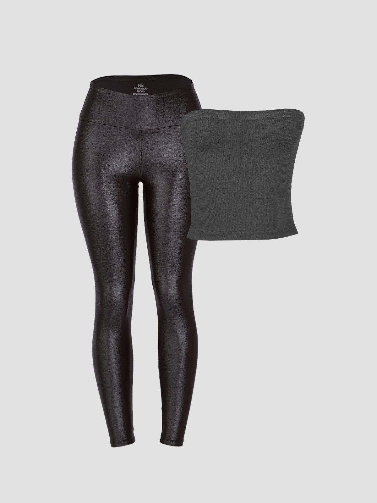 Kit Fitness: Legging Cirre Preta + Top Tube Preto