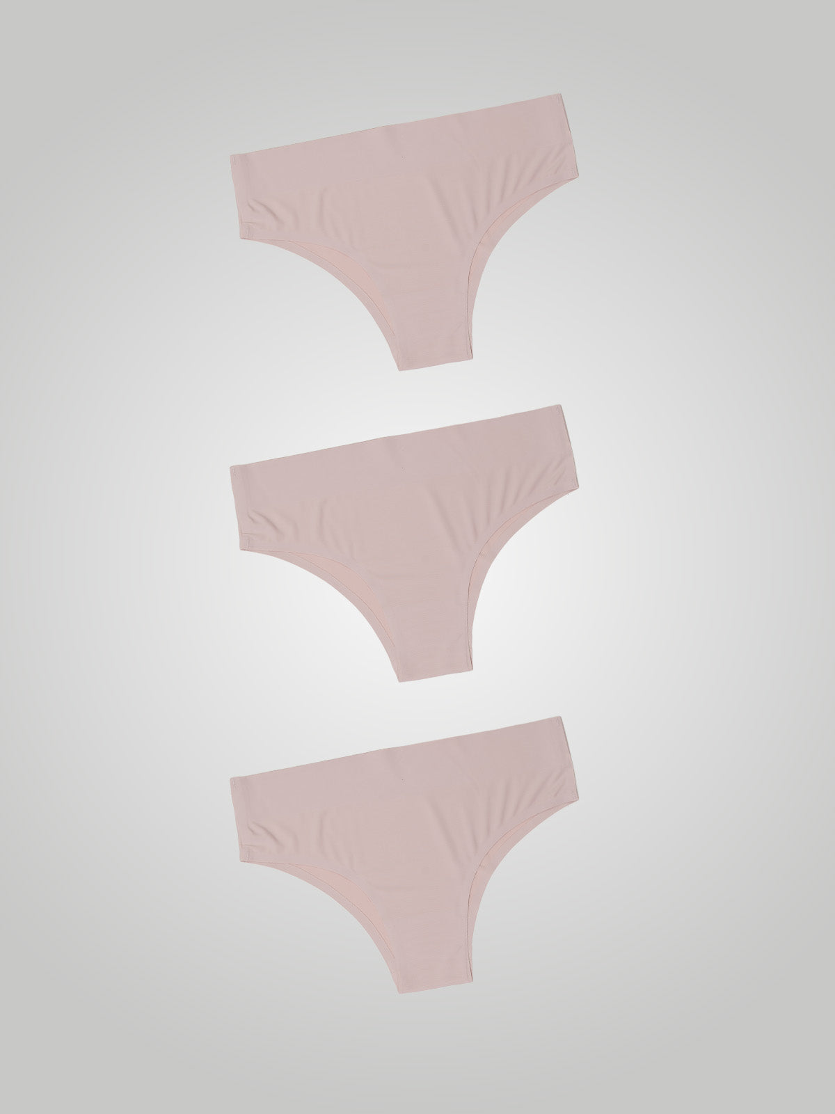 Kit com 3 Calcinhas Biquíni Cintura Alta Sem Costura Segunda Pele Rose