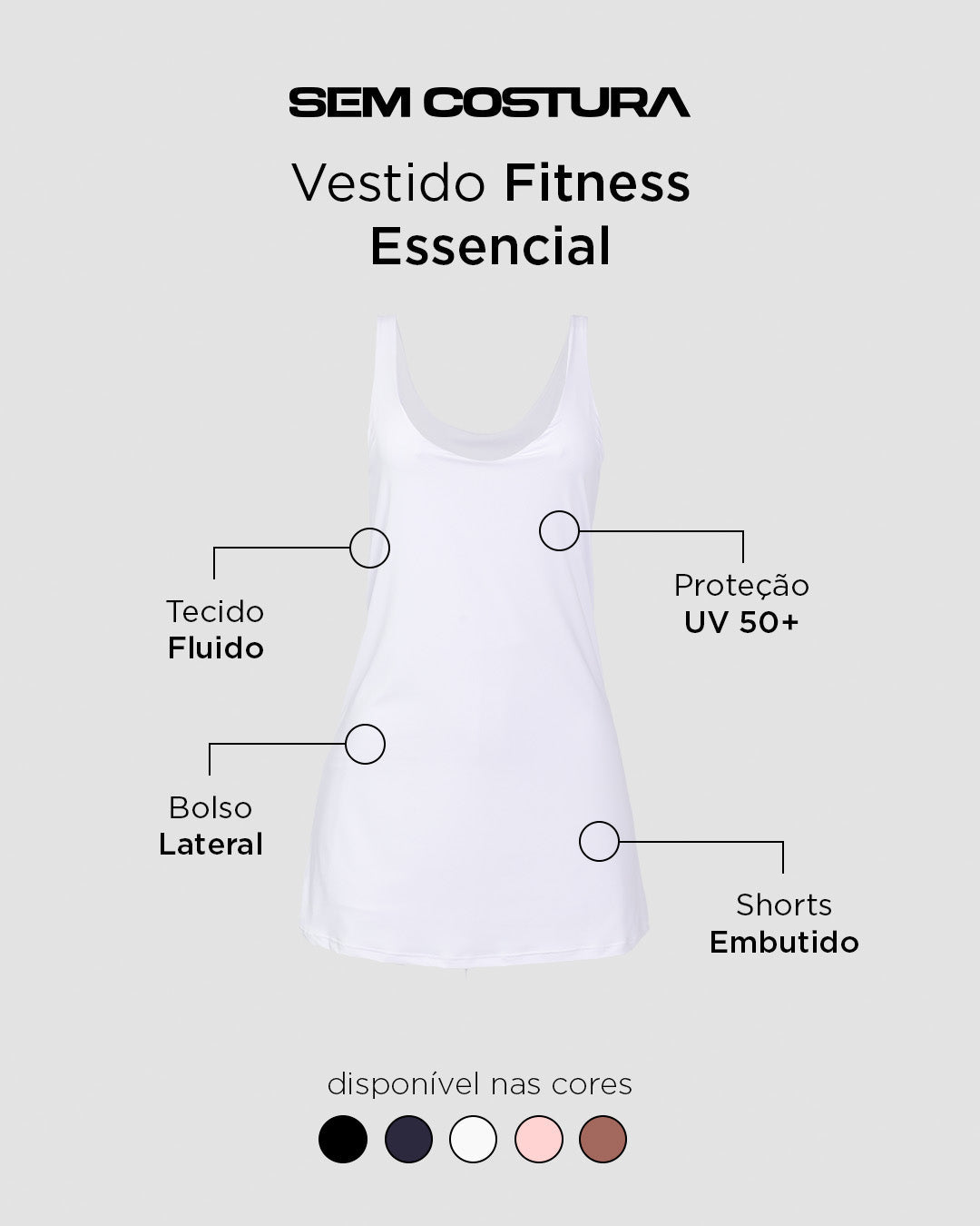 Vestido Fitness Essencial Branco