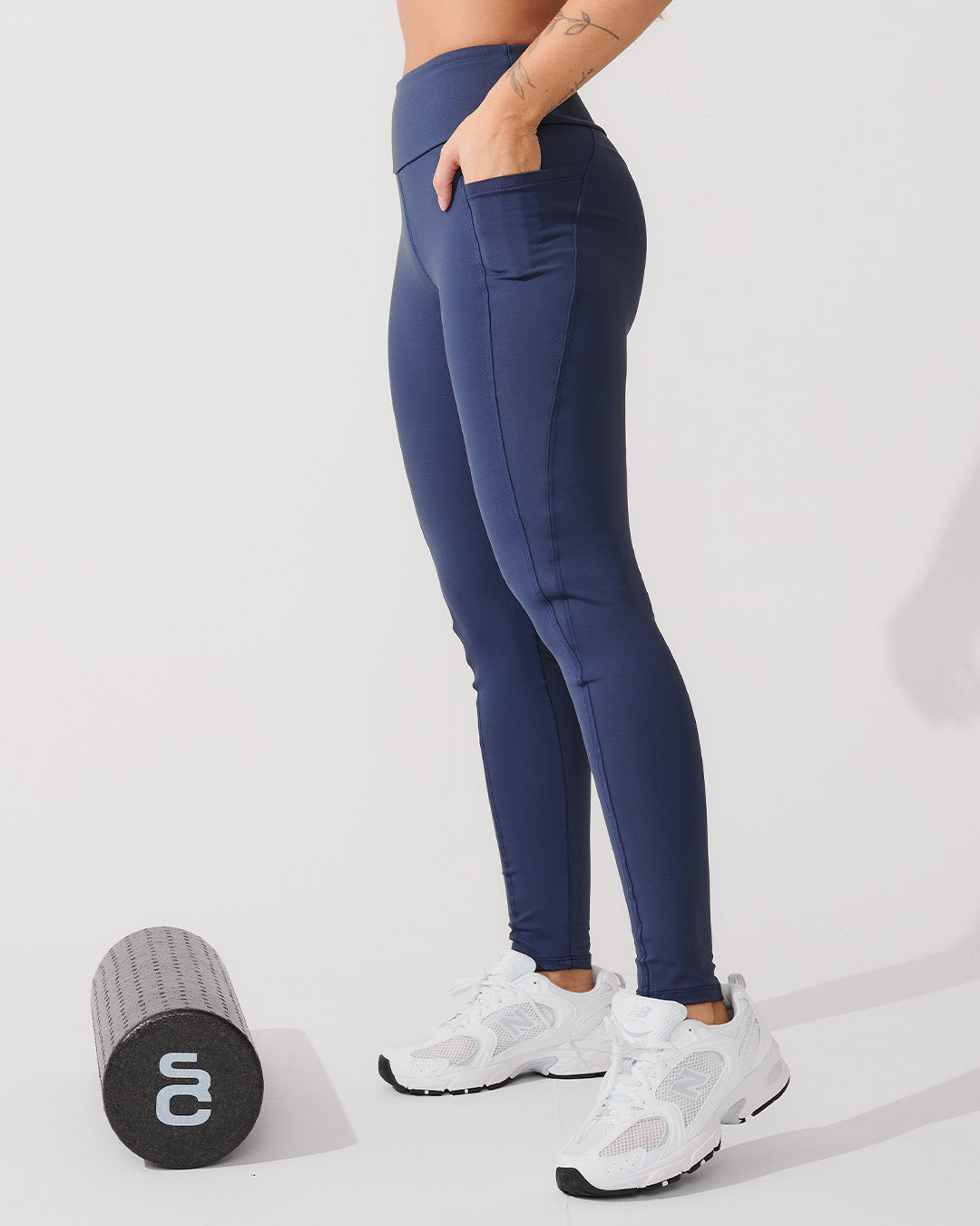 Calça Legging de Compressão com Forro Azul Marinho