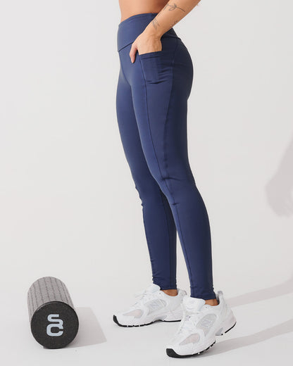 Calça Legging de Compressão com Forro Azul Marinho