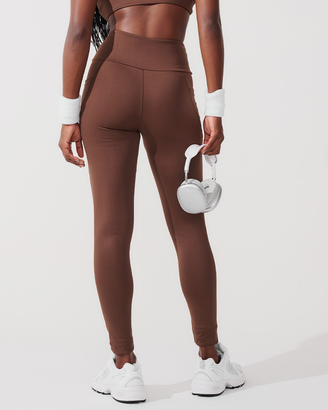 Calça Legging de Compressão com Forro Marrom Café