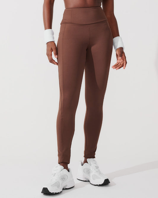 Calça Legging de Compressão com Forro Marrom Café