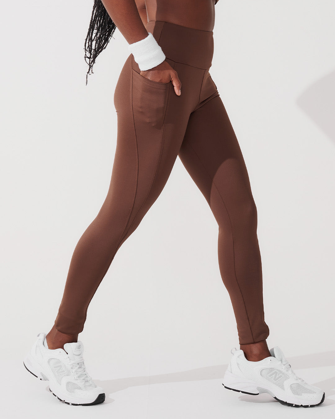 Calça Legging de Compressão com Forro Marrom Café