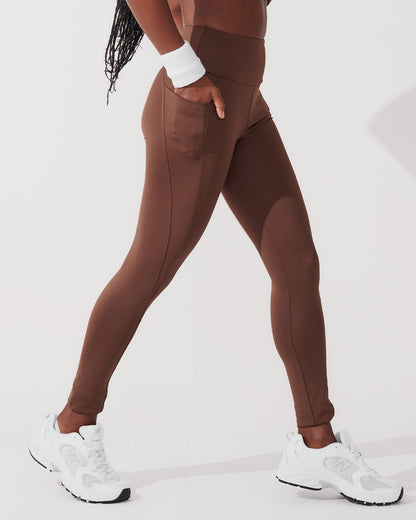 Calça Legging de Compressão com Forro Marrom Café